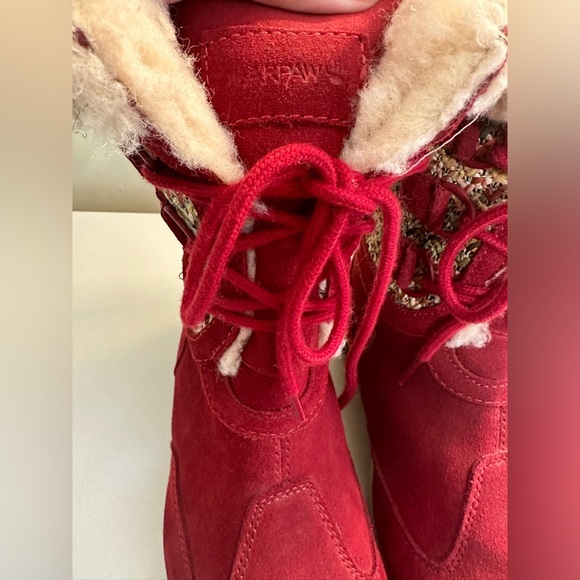 Mint BEARPAW Ophelia Boot Snow Winter Red Suede Leather Shearling Wool Lined - Picture 5 of 14